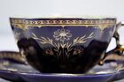 Antique Hand-crafted Porcelain Cobalt Gold Gilt French Hallmarked Cup   Saucerr