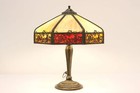 Art Nouveau Antique Stained Glass Shade Desk Lamp  Grapes  53617