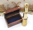 Hampton Nautical Brass   Glass Spyglass Telescope 7  W  Solid Rosewood Box