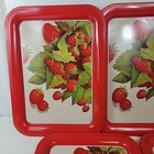 Lot Of  5 Vintage Metal Serving Trays  Red Strawberry Design 12 75  X 17 5 