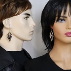 Gothic Spider Dangle Earrings With Black Stone Silver Finish Pewter  1010b