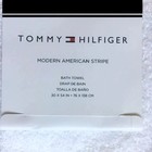 2 New  White W  Blue Stripe Tommy Hilfiger American 90  Cotton Bath Towels