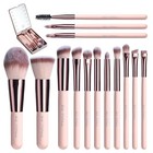 Makeup Brush Set W  Light Soft Synthetic Bristles Travel Cosmetic Tools Kit 14pc
