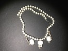 Mid Century Modern White Beaded And Clear Glass Vintage Necklace