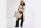 Coach City Tote Shoulder Bag In Signature Canvas Sand Iris Cv976 New