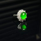 Real  Natural Inlay High Ice Burmese Jade Jadeite Pigeon Egg Amulet Rings