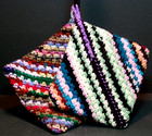 New Double Thick Hand Crochet Beautiful Multi Colored Yarn Hot Pad Pot Holder 