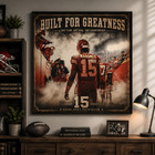 Vintage Football Patrick Mahomes 15 Poster Red Sports Wall Art Gift Square Print