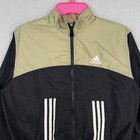 Vintage Adidas Jacket Women Medium Black Beige Track Windbreaker Full Zip Street