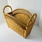 Vintage Magazine Rack Holder Rattan Wicker Woven  Basket  13 X17 X10