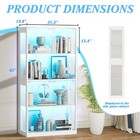 Display Cabinet With Glass Doors  4-tier Curio Display Case With 12 Color Lights