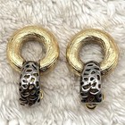 Vintage Door Knocker Earrings Chunky Textured Signed Replica Made In Italy 1 25 