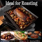 Iron Roasting Pan - Pre-seasoned Roaster With Brass Riveted Medium  Black 