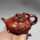 Chinese Yixing Zisha Clay Teapot Handmade Peach Lid Purple Sand Teapot 400cc