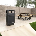 Safco Canmeleon Recessed Panel Indoor Outdoor Trash Can  38 Gallon  Black