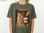 Custom Pet Portrait Beer Shirt  Funny Cat Or Dog Graphic Tee Gift