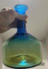 Blenko Glass Decanter  7735 Bluetop Mountain Crackle Pattern Don Shepard