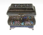 Antique Chinese Silver Enamel Filigree Trinket Snuff Box