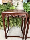 Vintage Hand  Carved Rosewood Nesting Tables Set Of 2