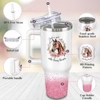 40 Oz Horse Tumbler With Handle And Straw - Pink Floral Stainless 40oz  