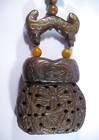 Brown Serpentine Carved Dark Brown Stone Inro Box  Inro Asian Design  d45 