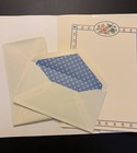 Vintage Current Stationery Letter Set Folk Art Flowers Embossed 1985 Complete