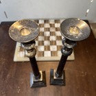 Vintage Large Patina Silver Plated Candlestick Holders 15 25    Mcm Set