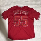 Majestic Authentic Cool Base Los Angeles Angels Matsui  55 Red Jersey Size 52
