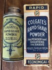 Antique Tin And Box Colgate   s Rapid Shave Powder Box approximately 4 1 4  Inches