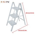 White Aluminum 3 Step Ladder Folding Step Stool With Wide Anti-slip Pedal
