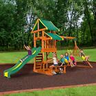 Backyard Discovery Cedar Wooden Swing Set Kids Outdoor 8 Ft Slide Playground
