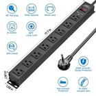 1875w 8-outlet Heavy Duty Power Strip Surge Protector 6 Ft 14awg Extension 2100j