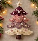 Diy Elegant Plum   Pearl Christmas Tree Felt Ornament Kit Embroidered   Beaded