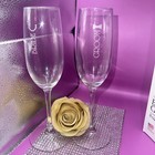 Libbey Bride       Groom      Etched Champagne      Glasses Wedding Toasting Elegant