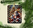 Caroline s Treasures English Bull Terrier And Santa Claus Porcelain Ornament