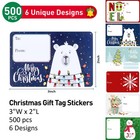 Suncolor 500 Pack 3x2 Christmas Gift Tags Self-adhesive Labels For Gifts
