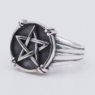 Pentagram Star Signet Witch Men Women Wiccan Pagan 925 Sterling Silver Ring