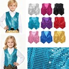 Us Kids Sparkly Sequins Modern Jazz Waistcoat Jacket Juniors Hip Hop Dance Vest 