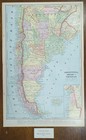 Vintage 1902 Argentina Chile Uruguay Map 14 x22    Old Antique Original Santiago