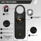 Police Magnum Personal Safety Alarm Siren   Flip Top Pepper Spray Combo- Black