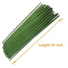 100 Pcs 14 Inch 18 Gauge Floral Stems Wire green Flower Paper Wrapped    