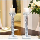 Crystal Candle Holders Set Of 2 Shabbat Candlestick Holders 8 6  Tall Decorative