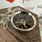 Silver Finish Open Face Brass Compass W  27  Chain  Old Pocket Style  Necklace