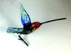 Hand Blown Glass Animal Bird Hummingbird Murano Style Figurine Art Blue 4 8 