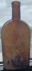Antique C1870s-1880s Amber Union Oval Whiskey Flask Applied Lip Crude Dug