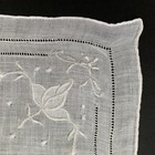 Vintage Pulled Thread Wedding Handkerchief Bride Embroidered Hand Rolled Cottage