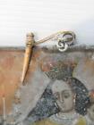 1886 Antique Tin Mexican Religious Retablo Catholic Christian Folk Art Wood Peg