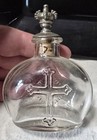 Antique Holy Water Bottle With Silver  Crown Stopper 