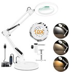 10x Magnifying Glass Desk Led Light  2-in-1 Magnifier Lamp With Base clamp White