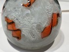 Vintage Murano Barbini Glass Paperweight Orange Ribbons White Lattice Gold Specs